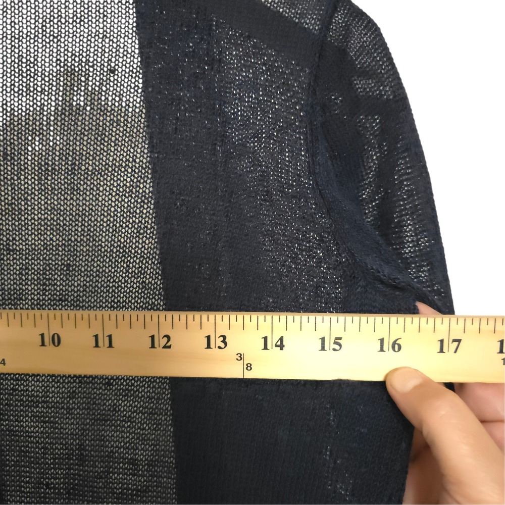 J Jill Linen Blend Open Cardigan Navy Blue Women's Sheer Lightweight XS Petite - Picture 5 of 9